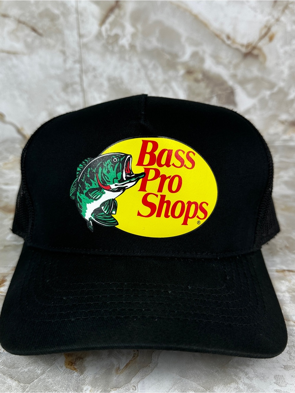 Bass Pro Shops Black Mesh Snapback Trucker Hat